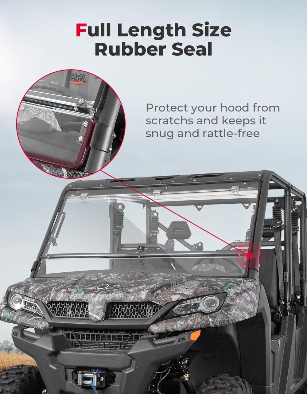 Kemimoto CF Moto UForce 1000/1000XL 2-In-1 Flip Windshield