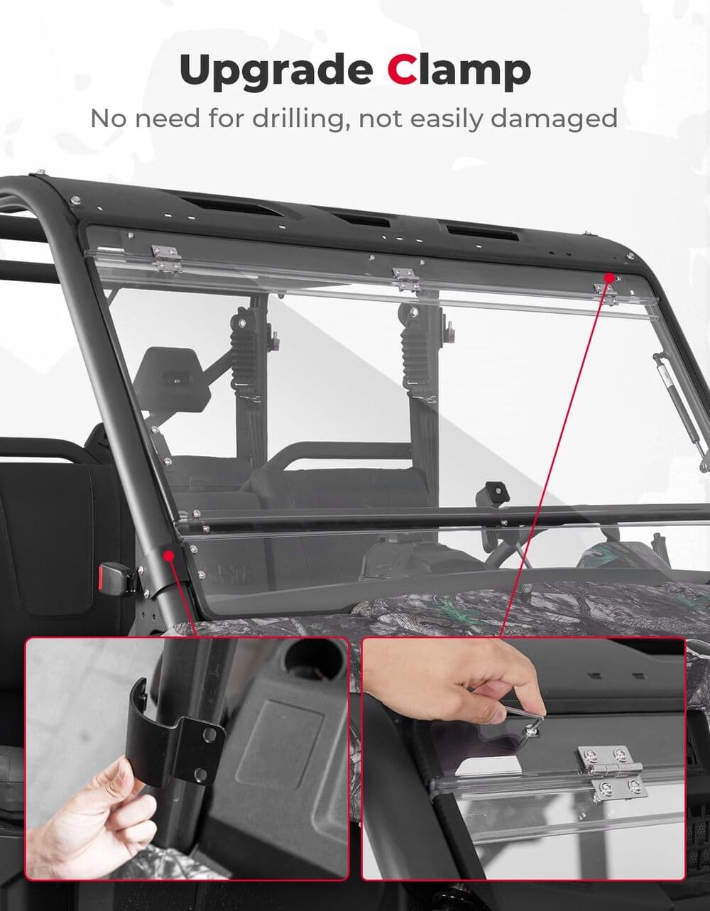 Kemimoto CF Moto UForce 1000/1000XL 2-In-1 Flip Windshield