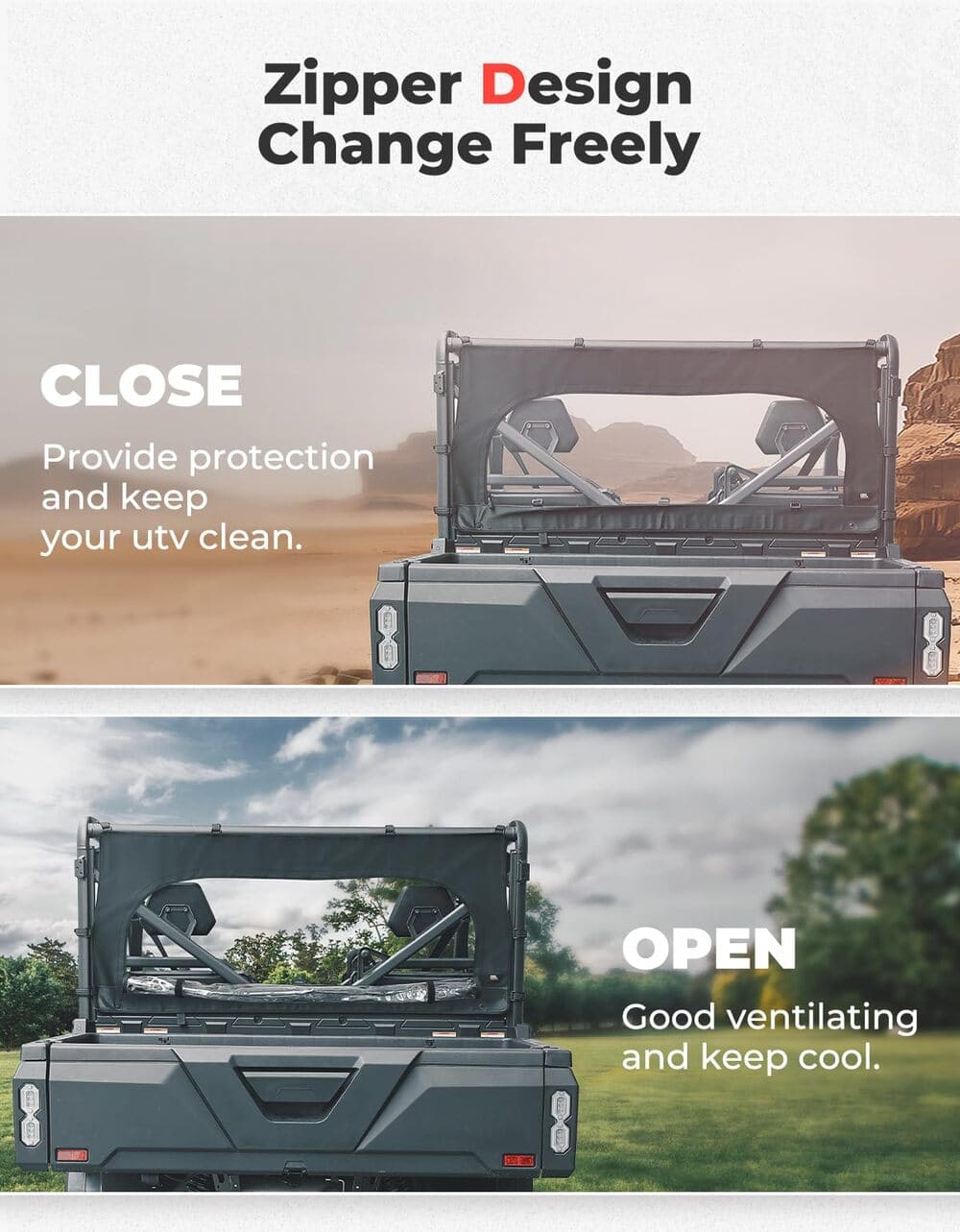 Kemimoto CF Moto UForce 1000/1000XL Rear Soft Windshield