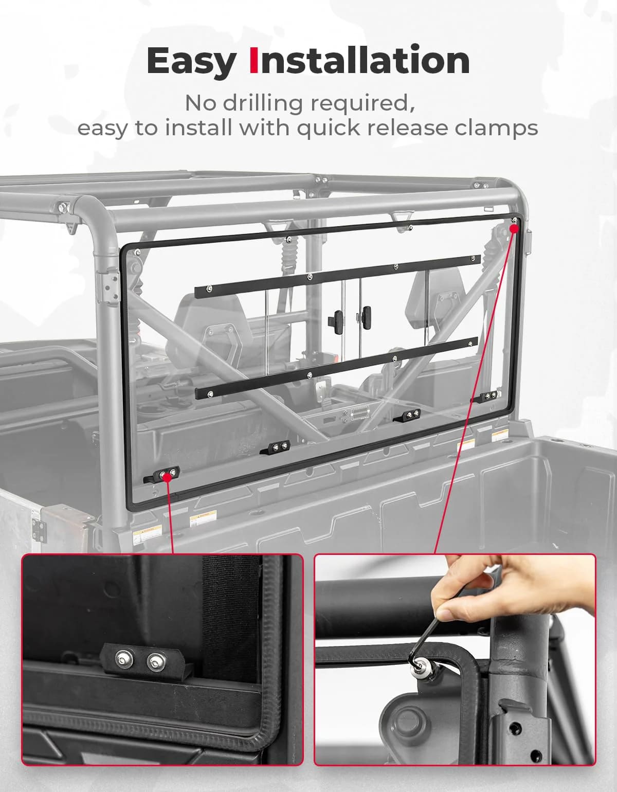 Kemimoto CF Moto UForce 1000/1000XL Vented Sliding Rear Windshield