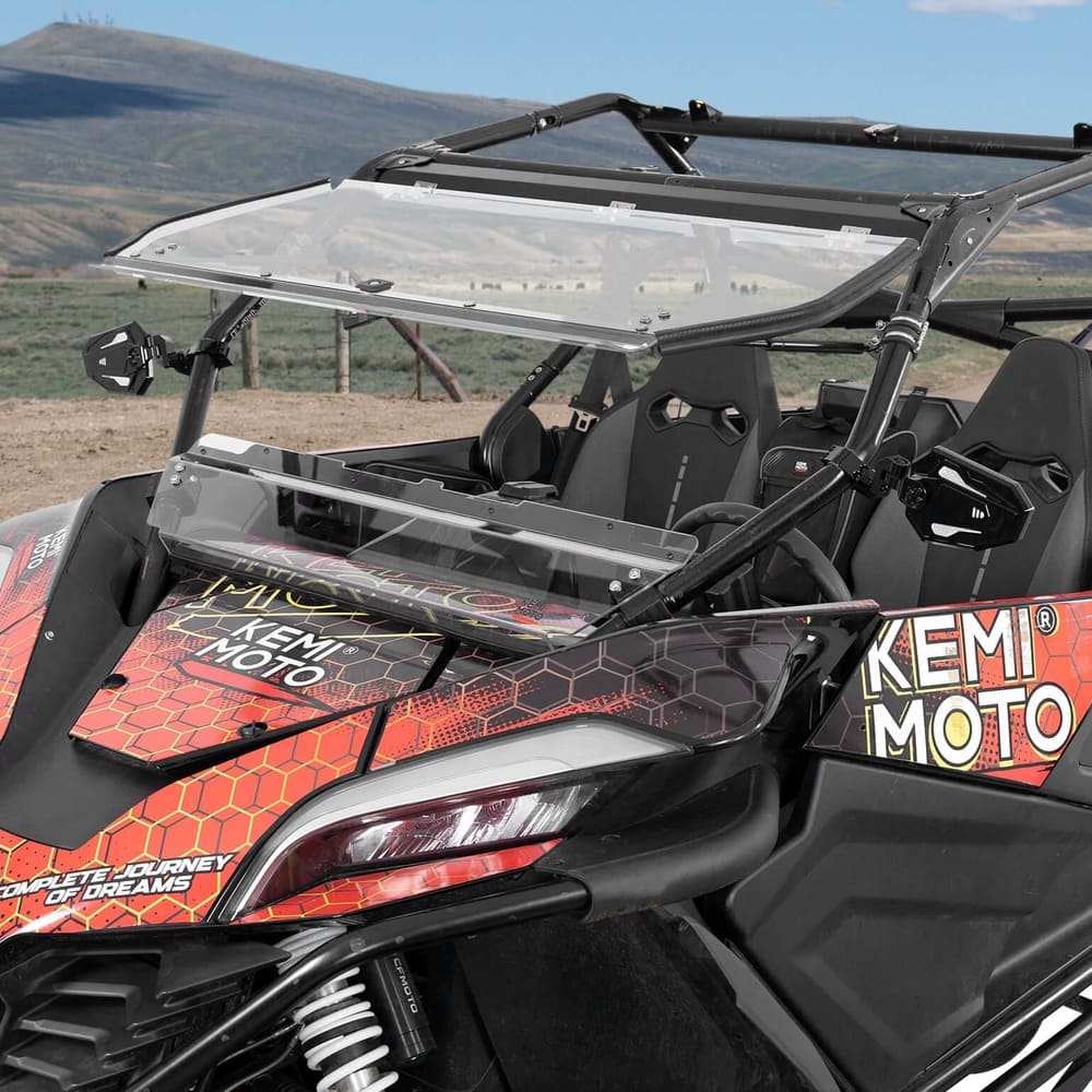 Kemimoto CF Moto ZForce 950 Folding 2-in-1 Flip Windshield