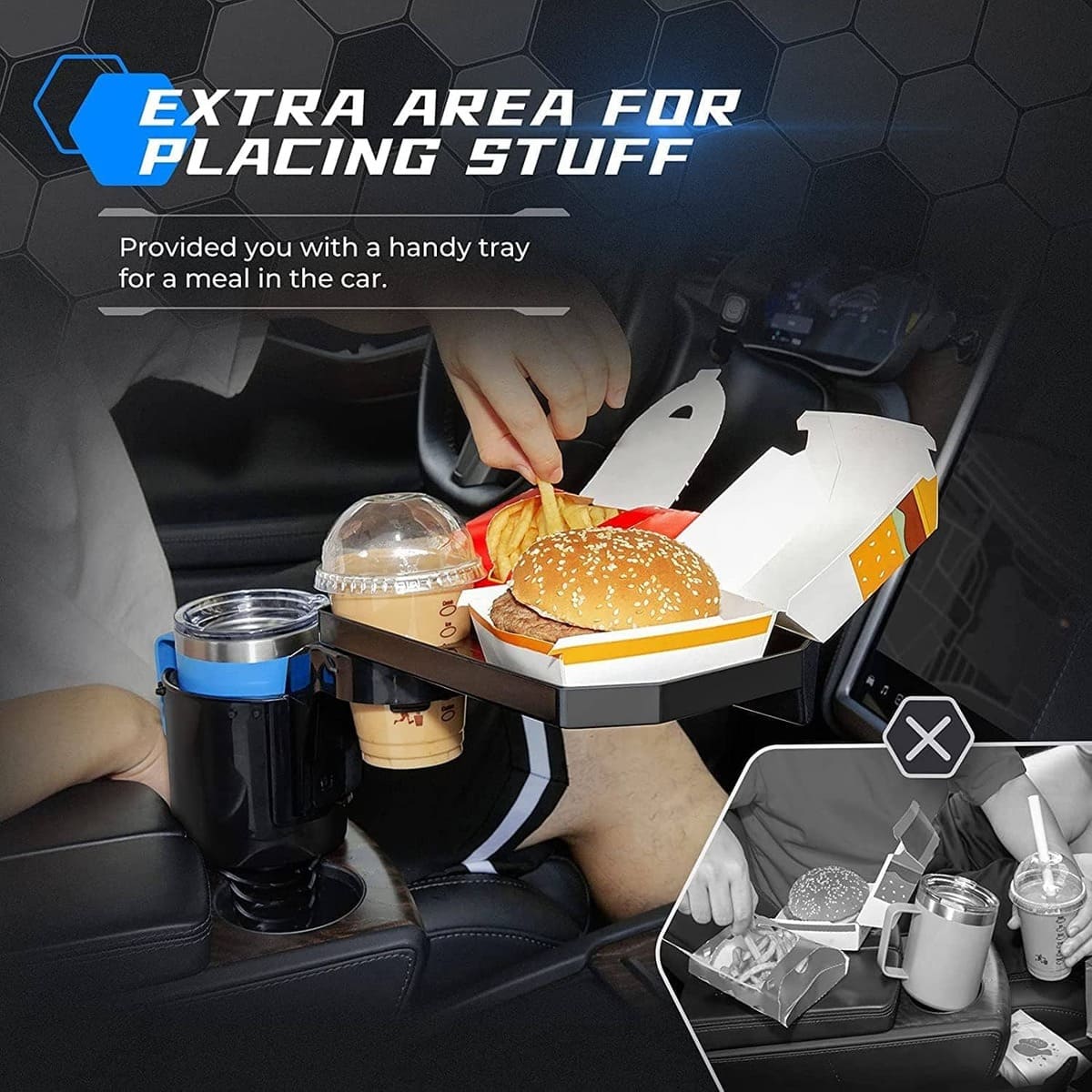 Kemimoto Golf Cart Cup Holder Expander with Tray