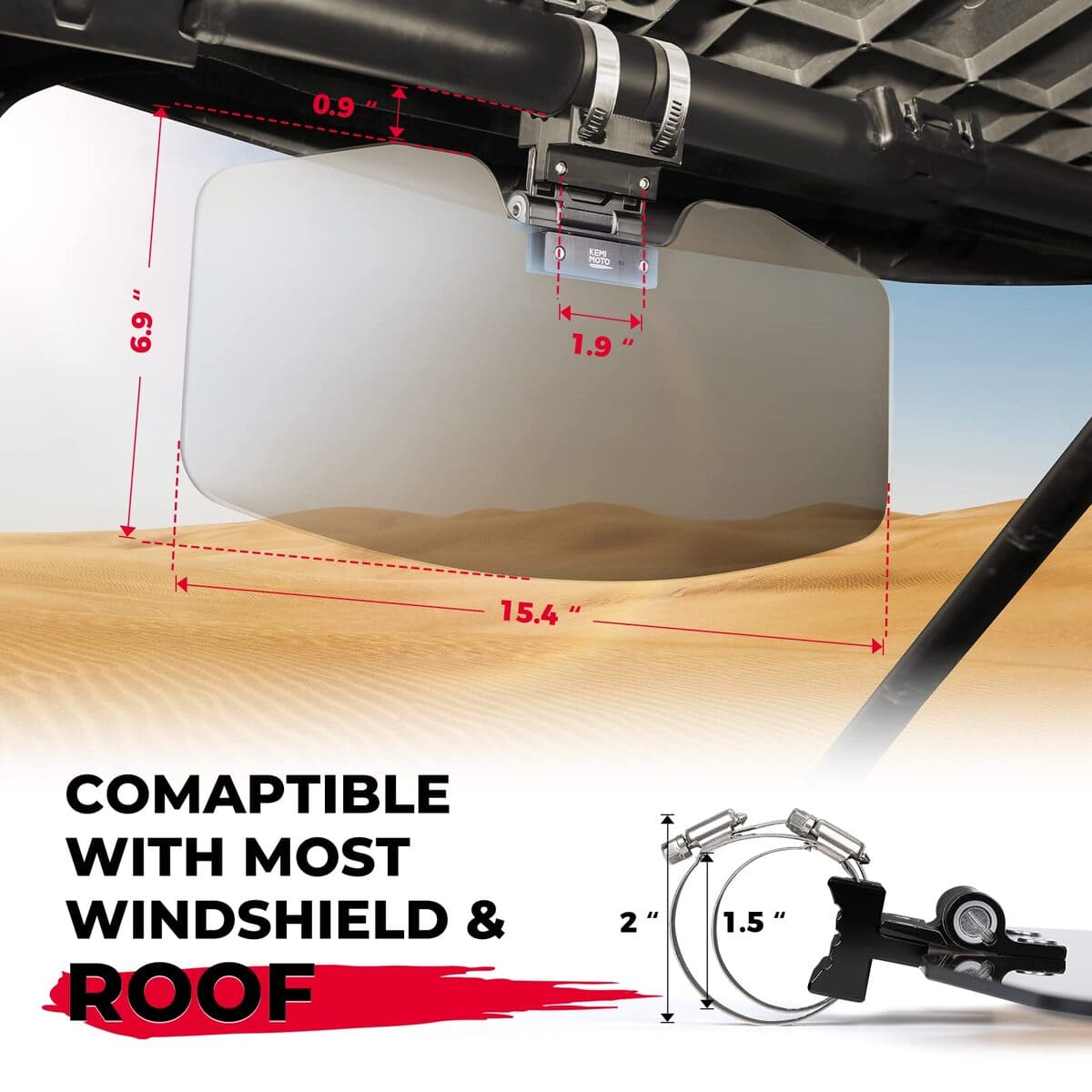 Kemimoto Can Am Maverick 1.5"-2" Roll Bars UTV Sun Visor Side X Side w/Windshield