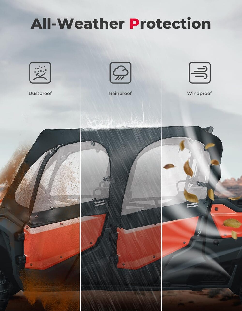 Kemimoto Honda Pioneer 1000-6 Soft Upper Door Cab Enclosure Set