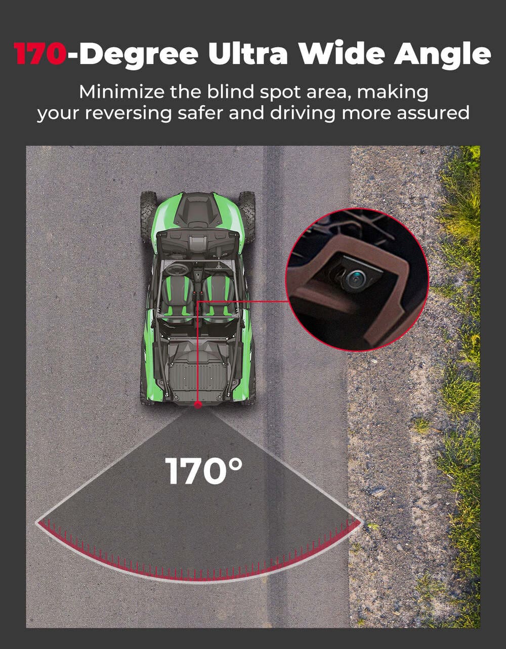 Kemimoto Kawasaki Teryx KRX 1000 Plug & Play Wired Rear Camera