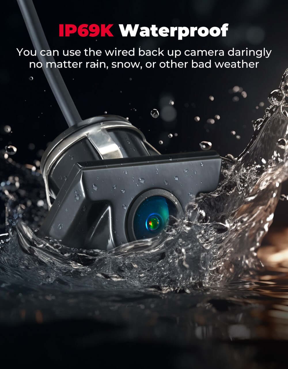 Kemimoto Kawasaki Teryx KRX 1000 Plug & Play Wired Rear Camera