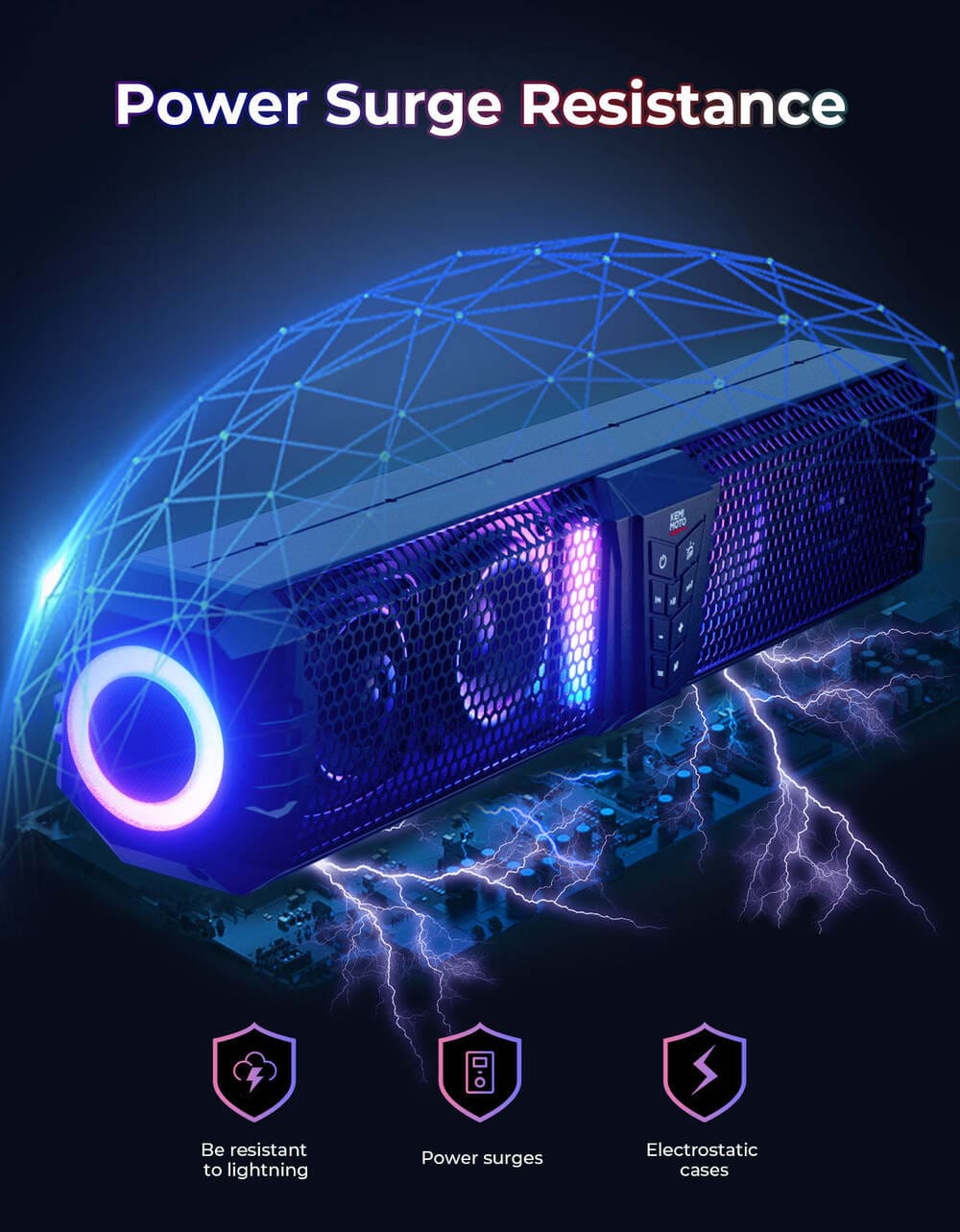 Kemimoto Midnight 60 26" 4-Speaker UTV Bluetooth Sound Bar w/RGB Lighting