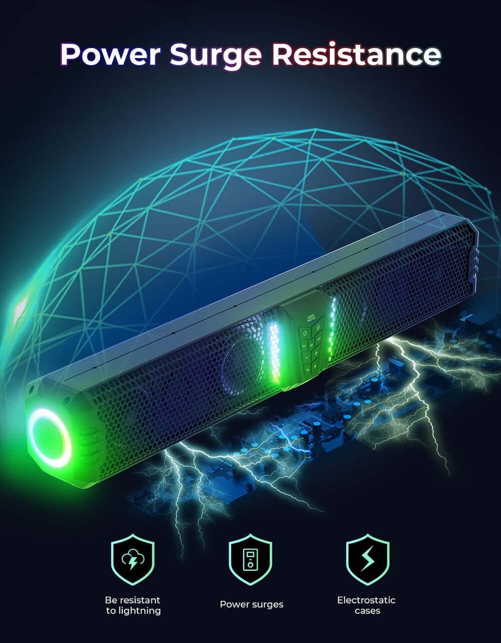 Kemimoto Midnight 80 32" 6 Speaker RGB UTV Sound Bar