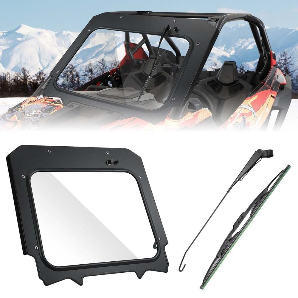 Kemimoto Polaris '20-'24 RZR Pro XP/ Turbo R Glass Windshield w/ Electric Wipers
