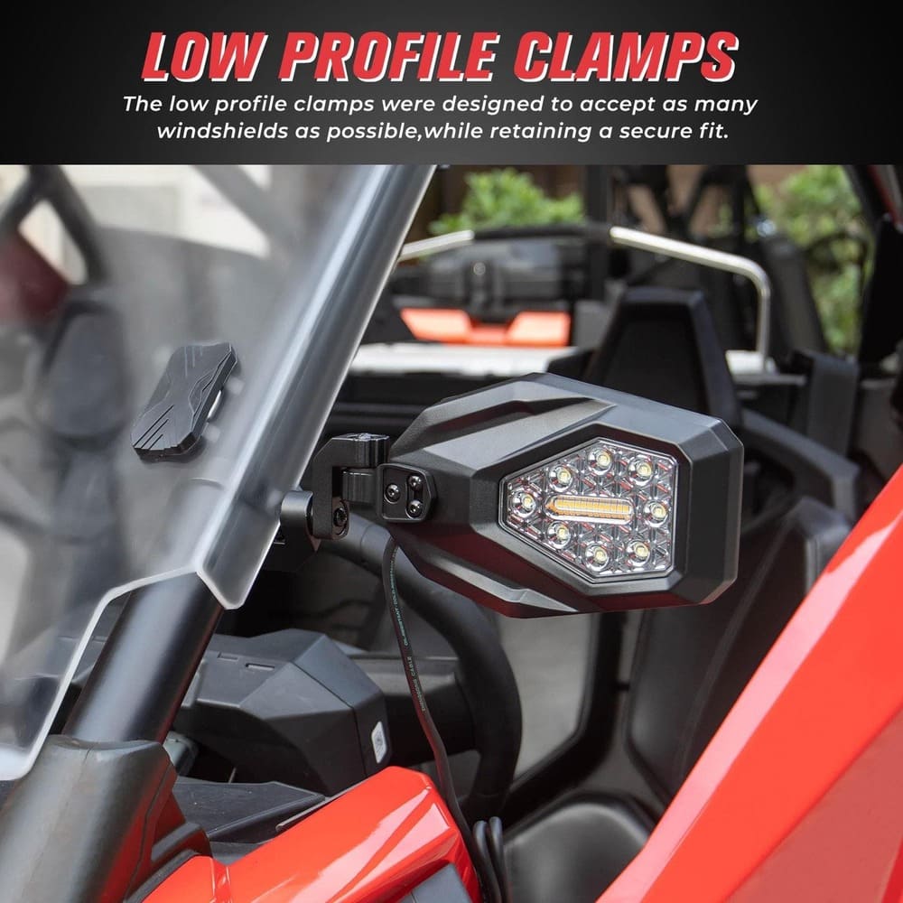 Kemimoto Polaris Mirrors with LED Turn Signal Lights