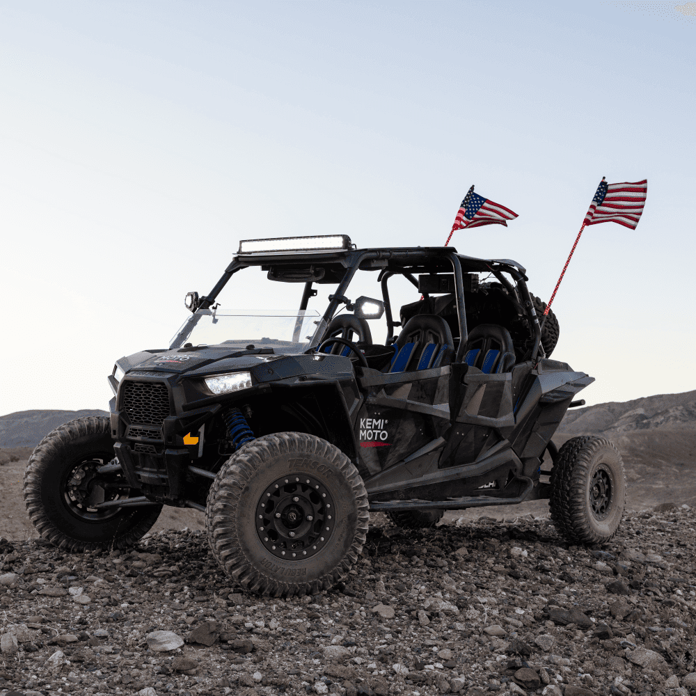 Kemimoto Polaris Ranger 366 Colors 3FT Spiral Whip Light w/ RF Remote Control - 2 Pcs