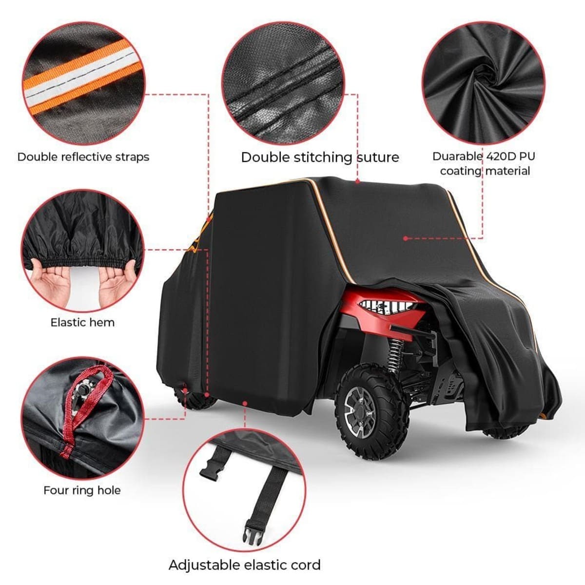 Kemimoto Polaris Ranger 4-Seat 420D Waterproof Cover