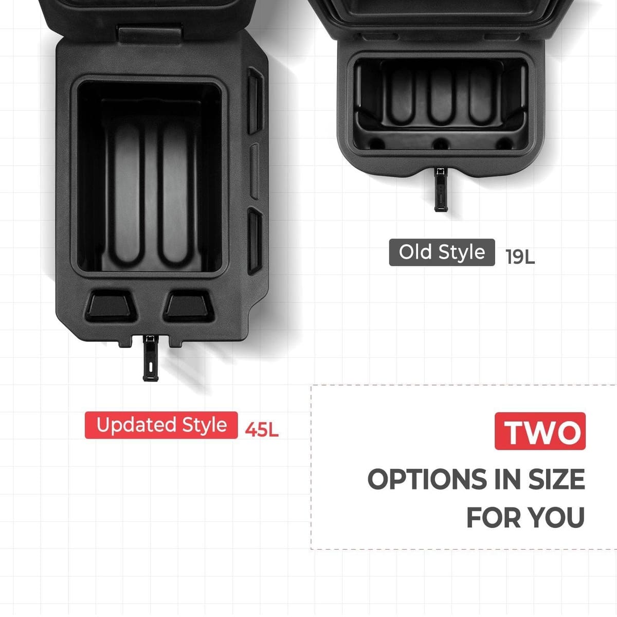 Kemimoto Polaris Ranger 45L Waterproof Bed Cargo Box - Passenger Side