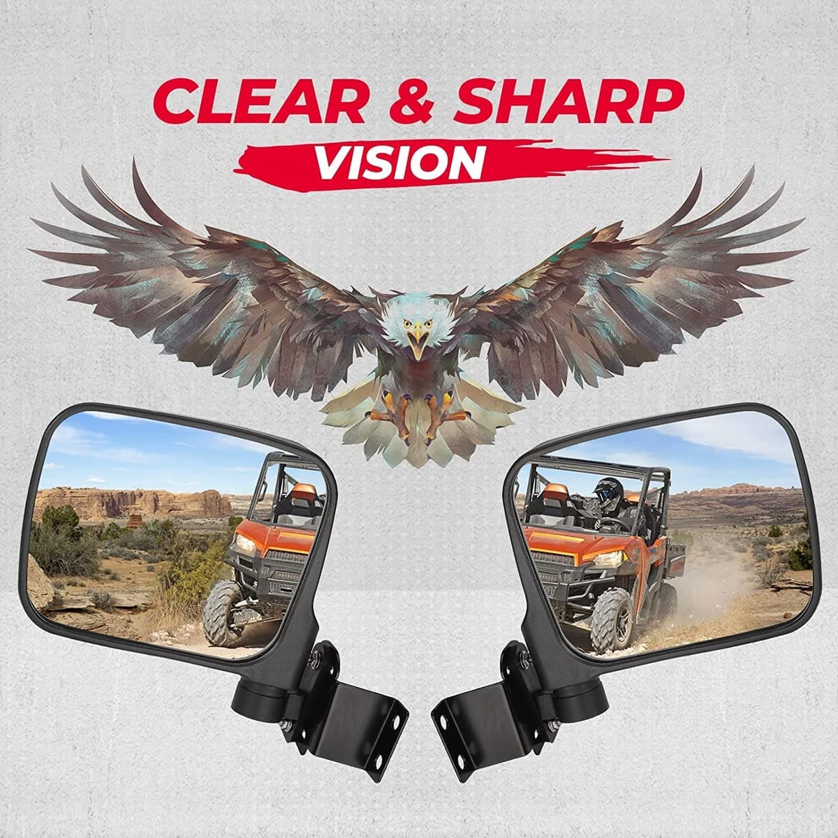 Kemimoto Polaris Ranger XP 900 7.8" Rear View Side Mirrors