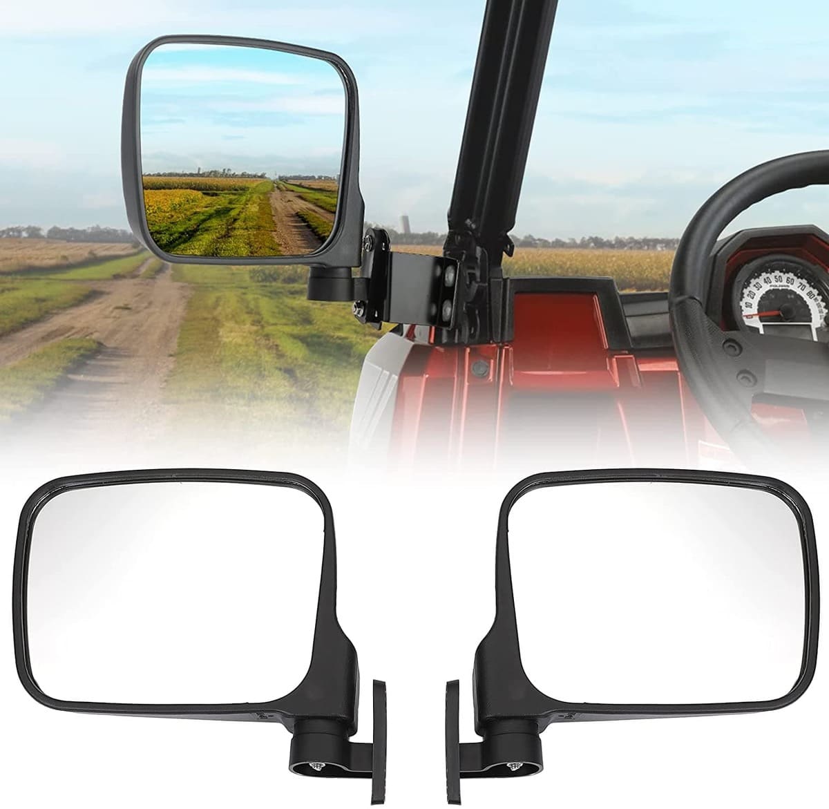 Kemimoto Polaris Ranger XP 900 7.8" Rear View Side Mirrors