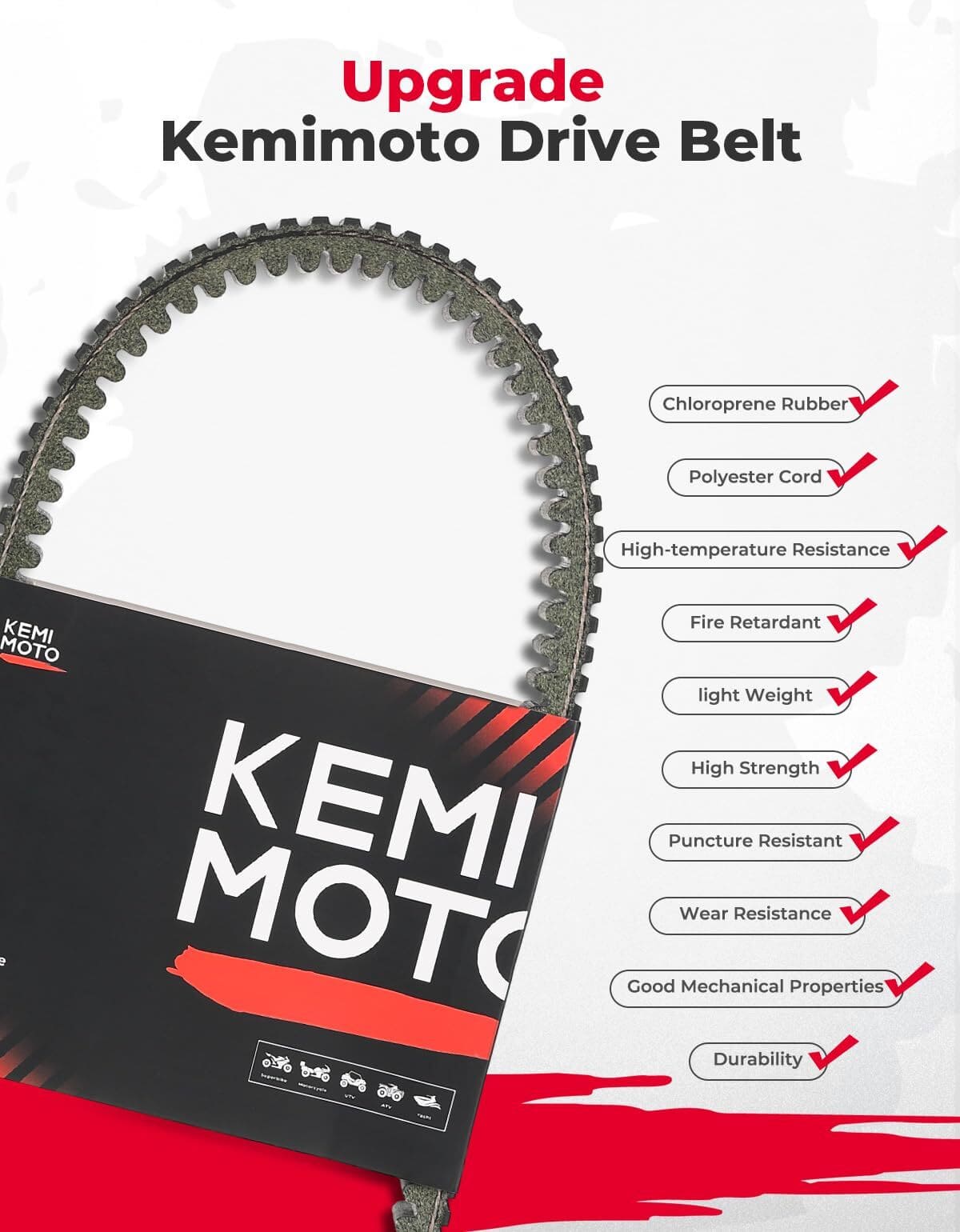 Kemimoto Polaris Ranger 500/ 800 UTV Heavy Drive Belt