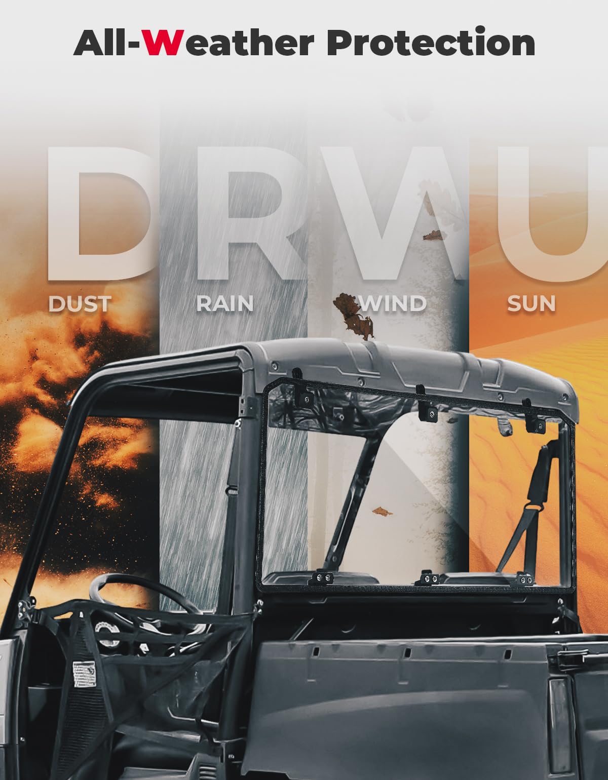 Kemimoto Polaris Ranger Rear Windshield