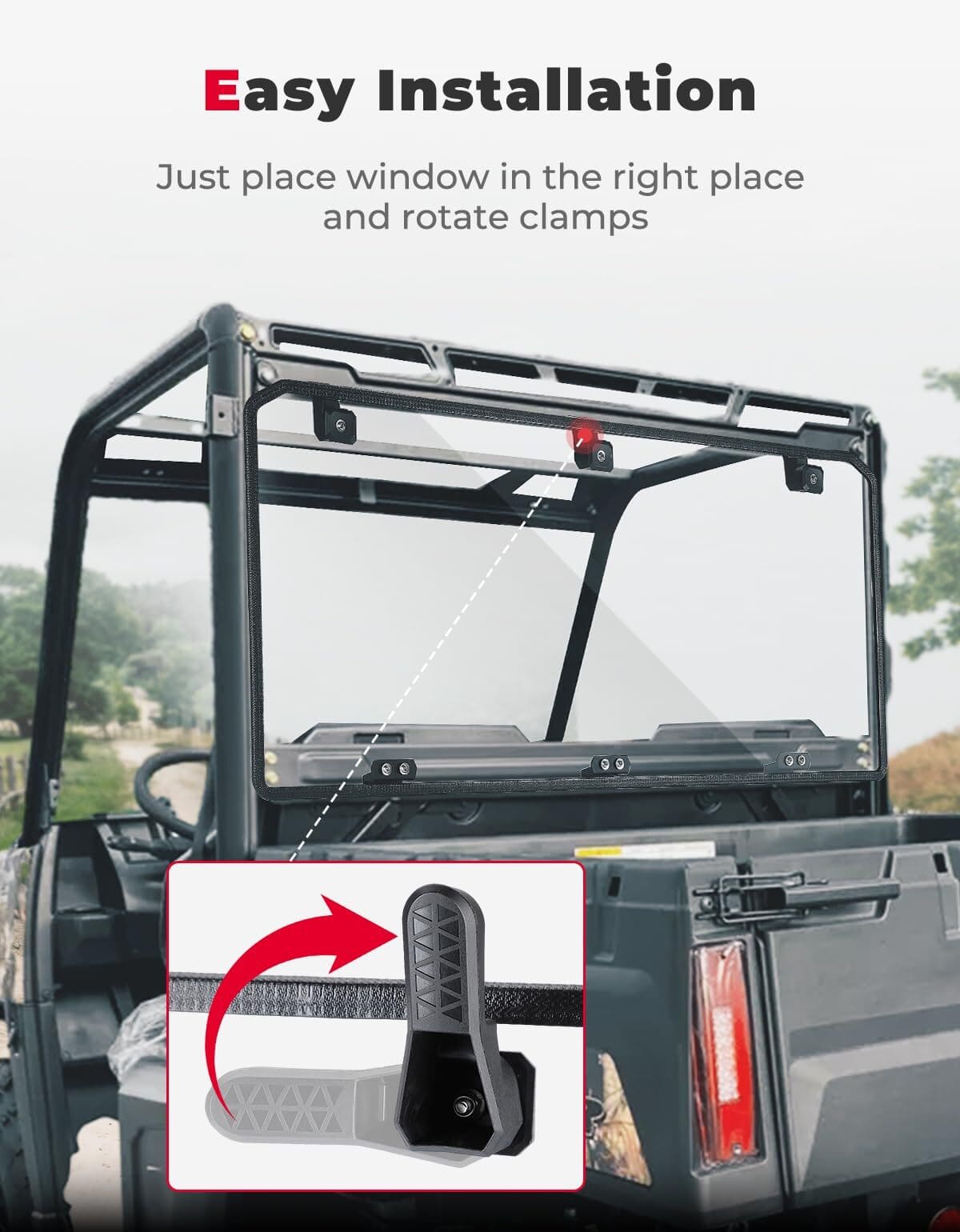 Kemimoto Polaris Ranger Crew 570 Midsize Rear Windshield