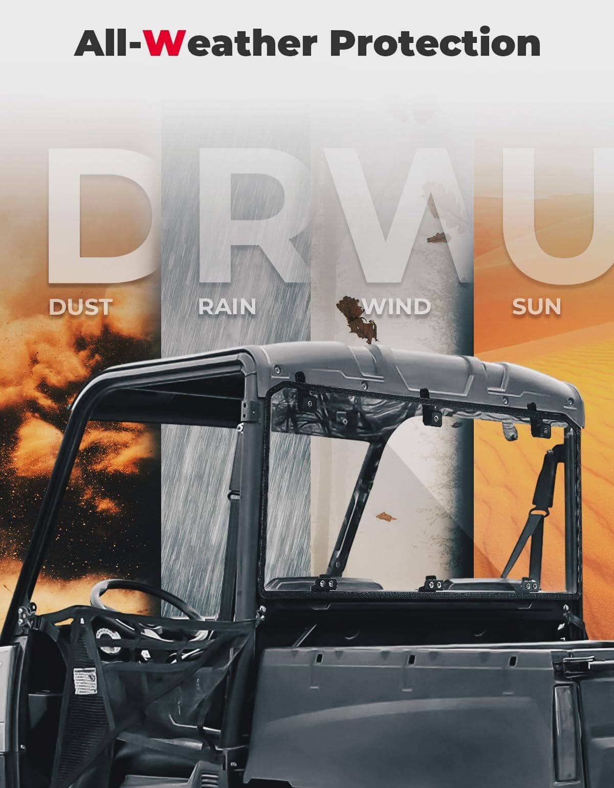 Kemimoto Polaris Ranger Crew 570 Midsize Rear Windshield