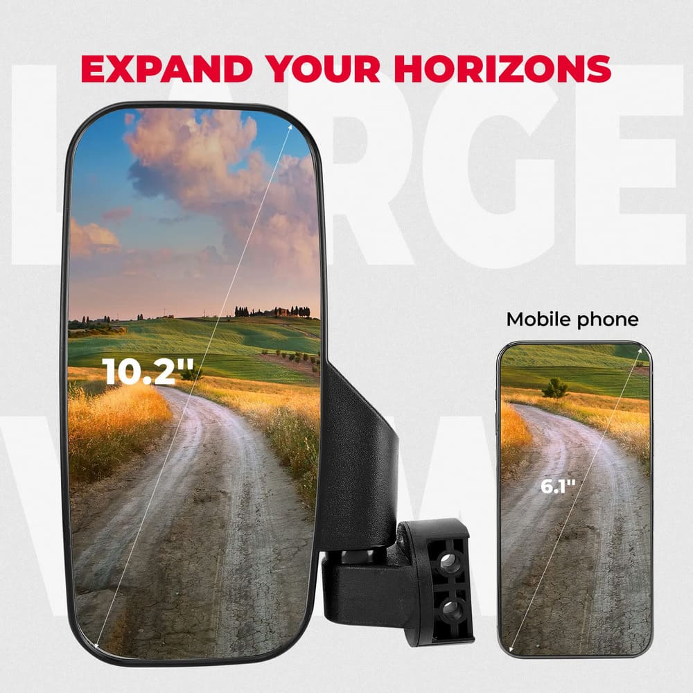 Kemimoto Polaris Ranger 570 10" Large UTV Side Mirrors w/ Pro Fit Cage