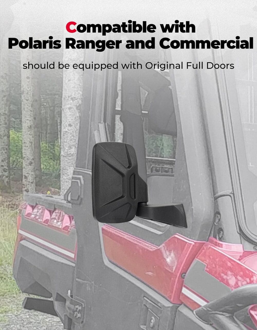 Kemimoto Polaris Ranger Door Mounted Side View Mirrors - 1 Pair