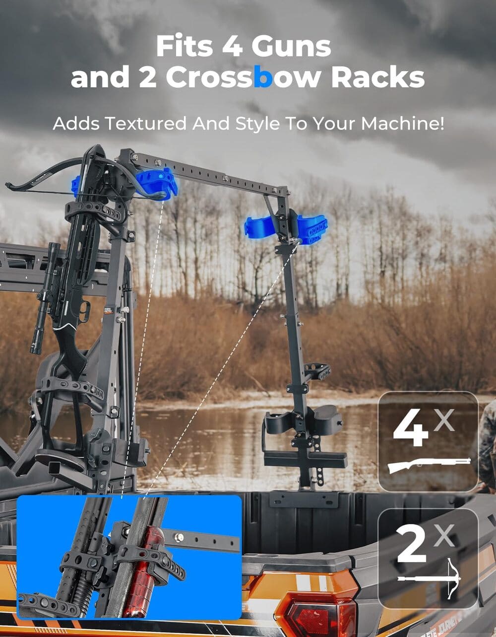 Kemimoto Polaris Ranger UTV Double Crossbow Rack