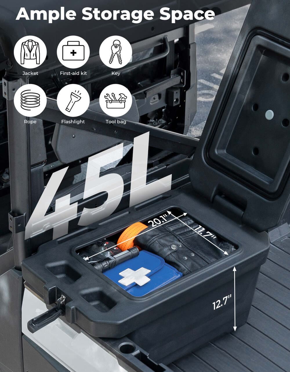 Kemimoto Polaris Ranger XP 1000 45L Left Side Storage Cargo Box