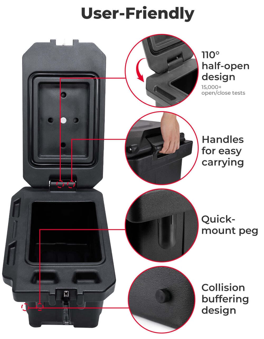 Kemimoto Polaris Ranger XP 1000 45L Left Side Storage Cargo Box