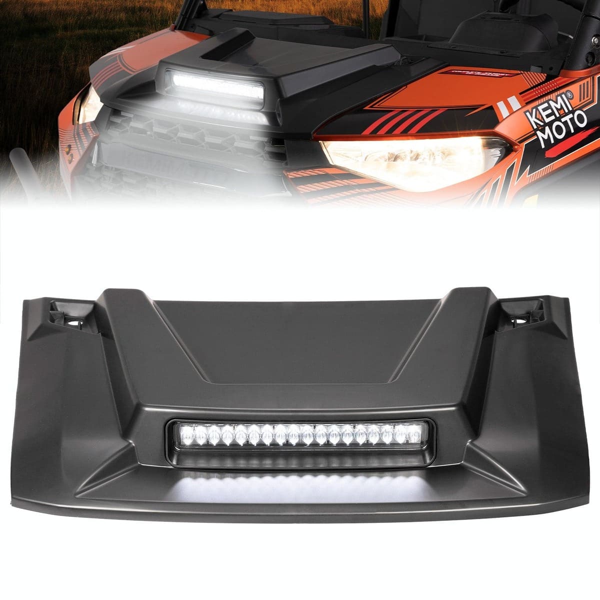 Kemimoto Polaris Ranger XP 1000 Crew Hood Scoop w/ LED Spot Light