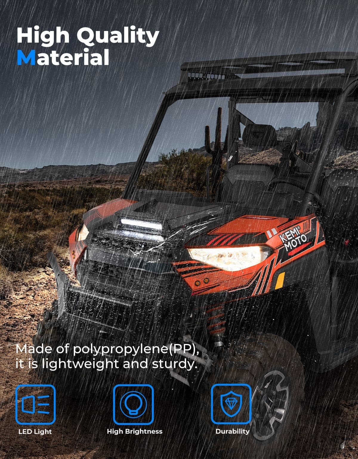 Kemimoto Polaris Ranger XP 1000 Crew Hood Scoop w/ LED Spot Light