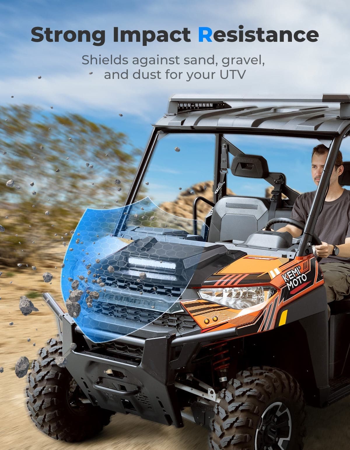 Kemimoto Polaris Ranger XP 1000 Crew Hood Scoop w/ LED Spot Light