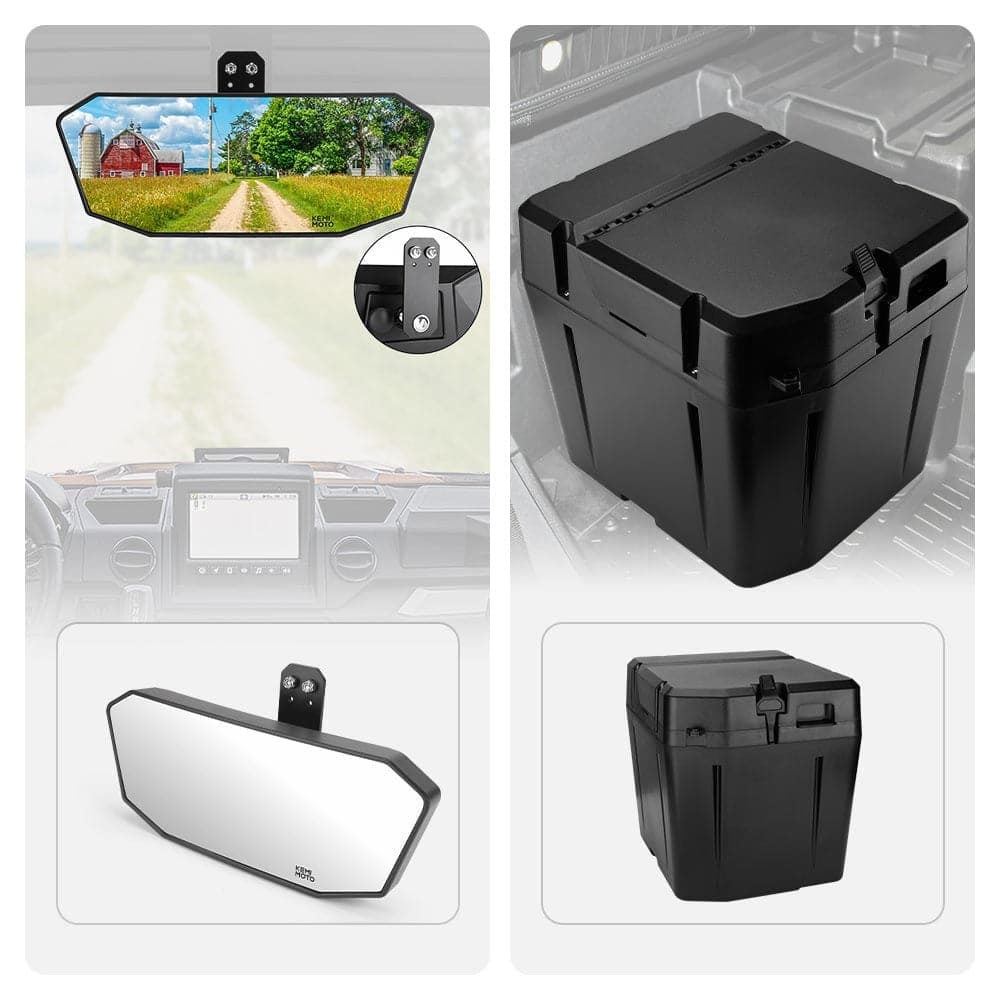 Kemimoto Polaris Ranger XP 1000 Rear View Mirror & Under Seat Storage Box