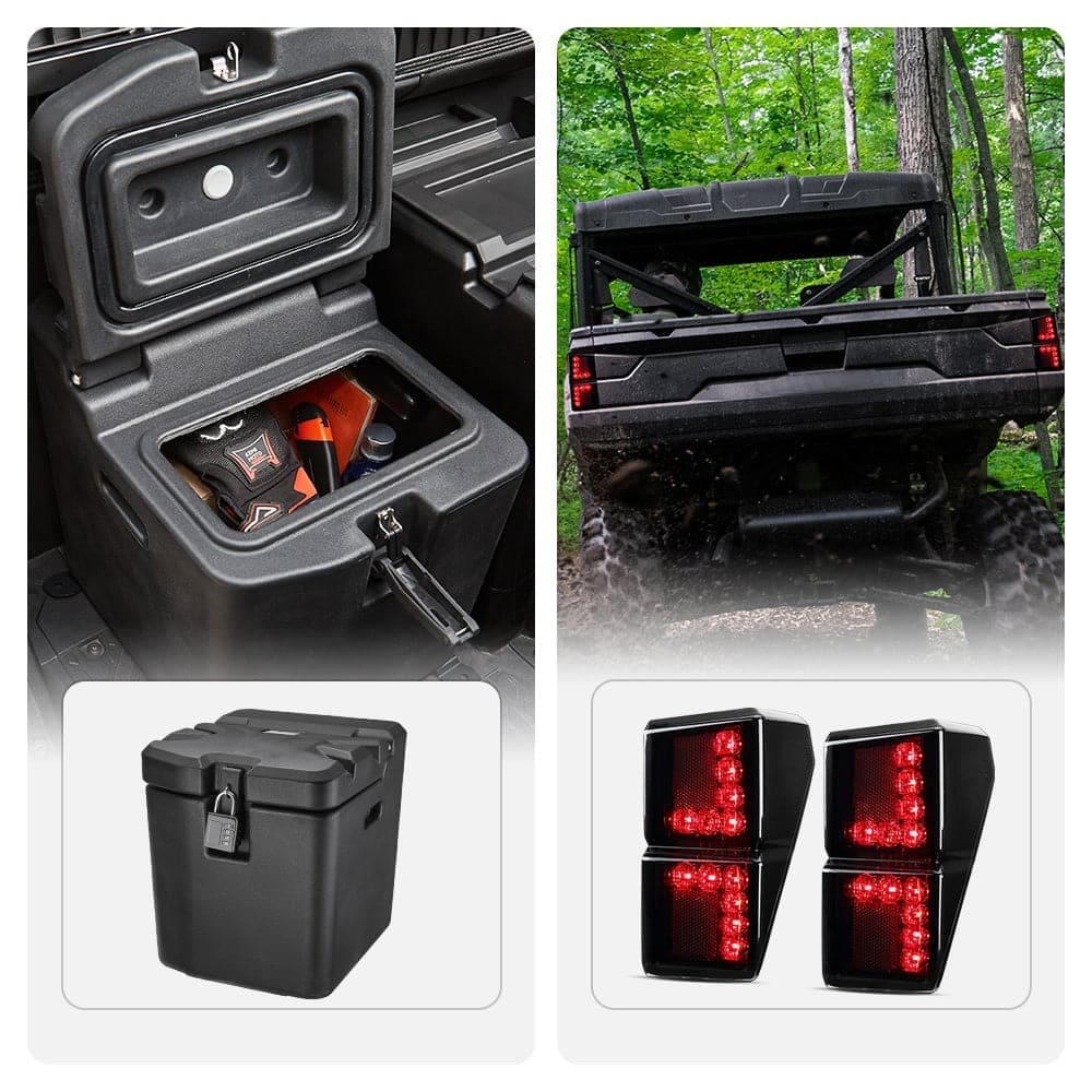 Kemimoto Polaris Ranger XP 1000 Under Seat Storage Box & Tail Light