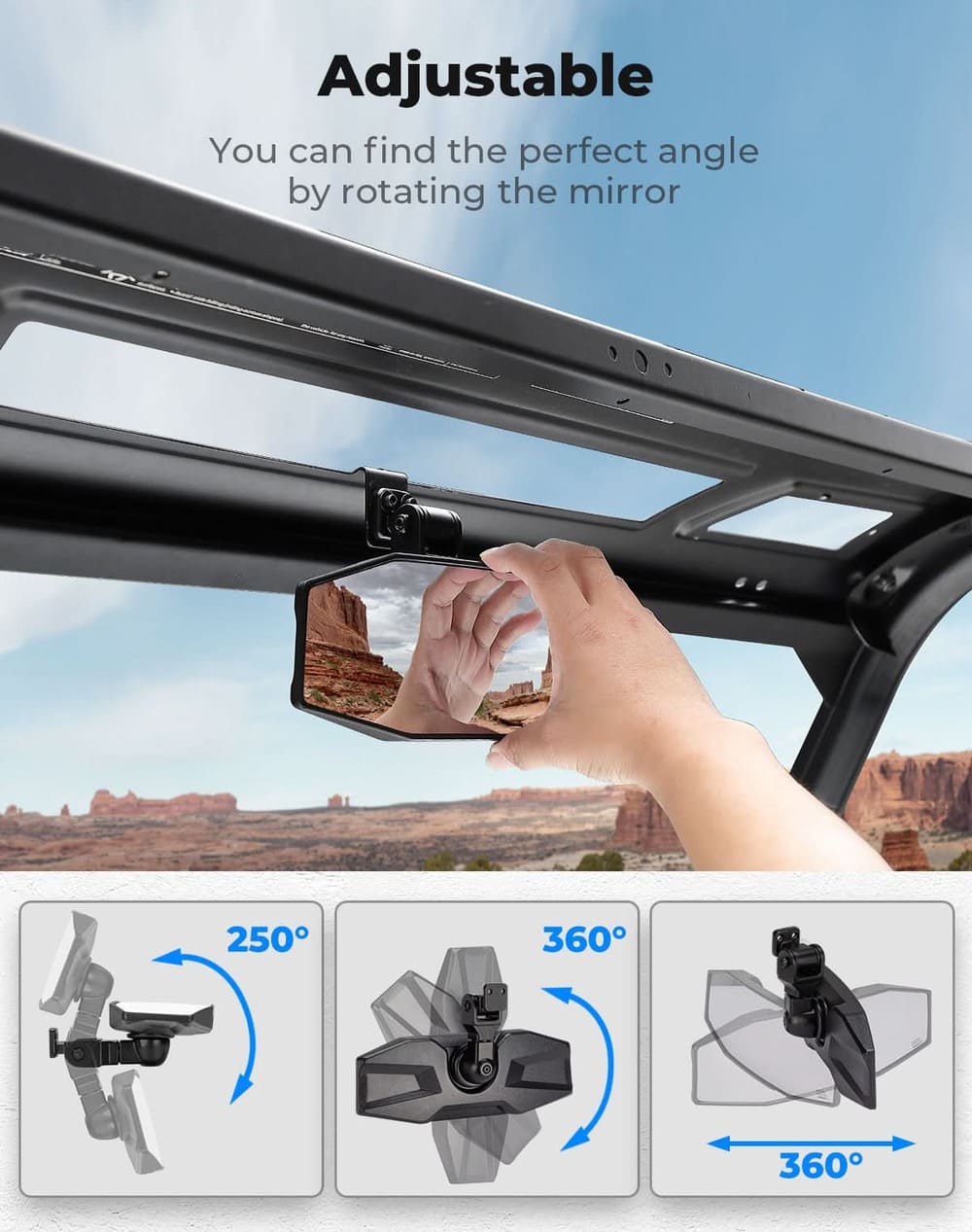 Kemimoto Polaris Ranger XP 1000 UTV Rear View Mirror