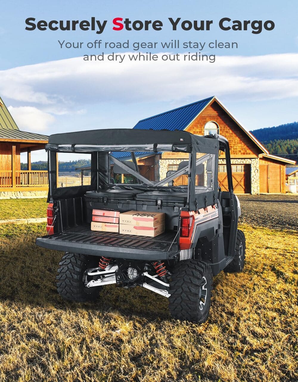 Kemimoto Polaris Ranger XP 1000 UTV Soft Cargo Camper Bed Cover Rack