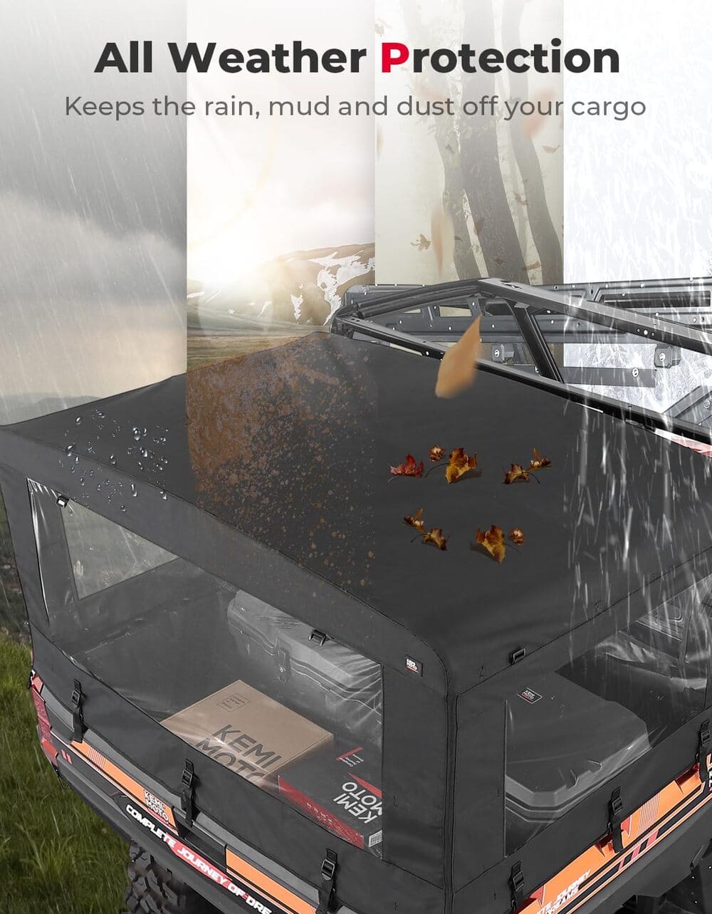 Kemimoto Polaris Ranger XP 1000 UTV Soft Cargo Camper Bed Cover Rack