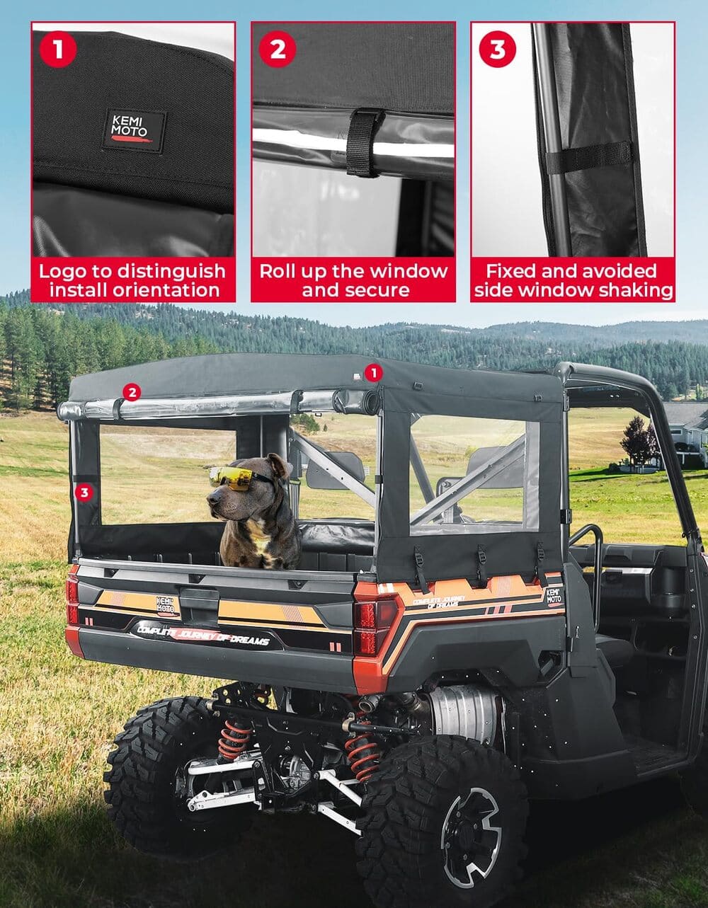 Kemimoto Polaris Ranger XP 1000 UTV Soft Cargo Camper Bed Cover Rack