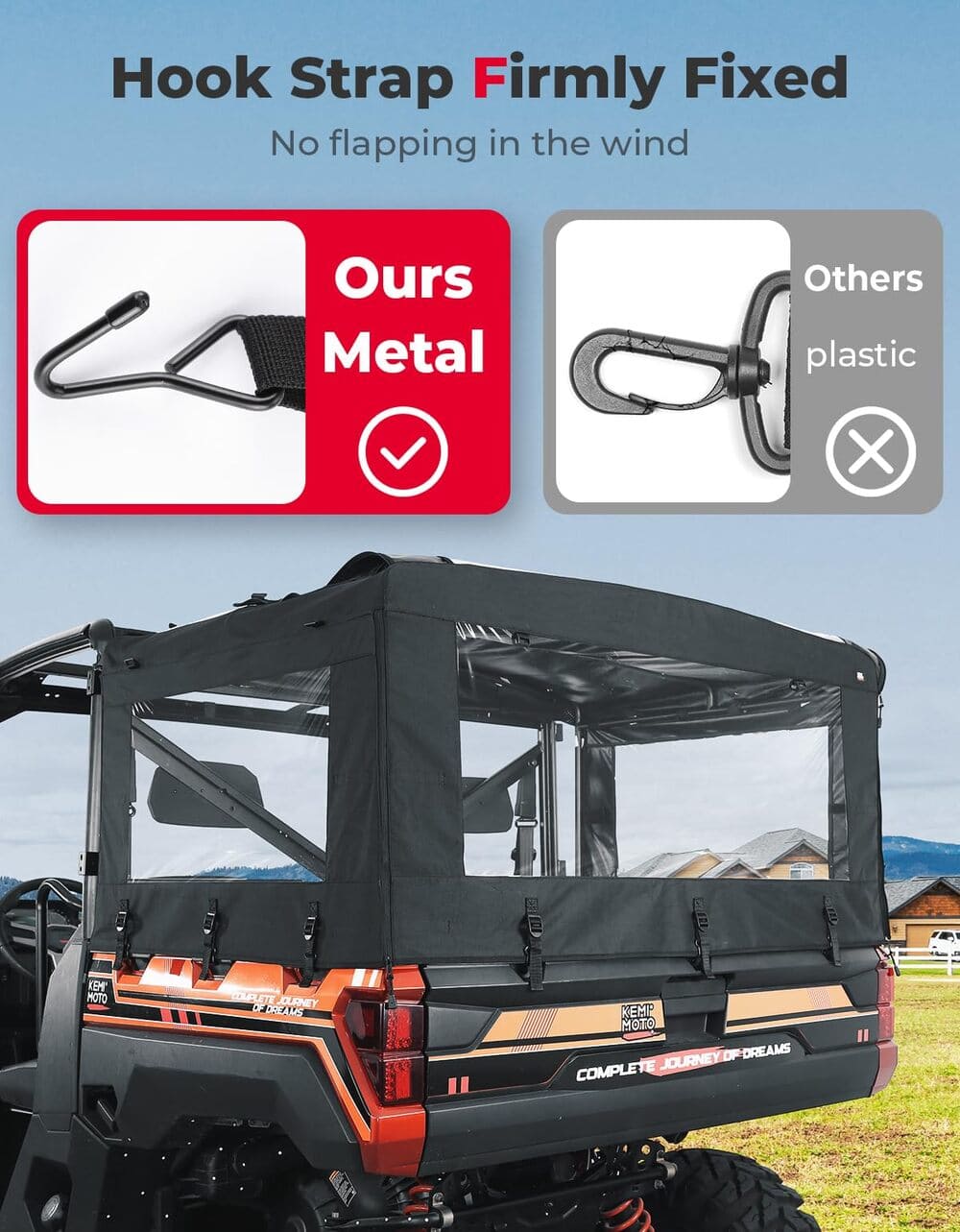 Kemimoto Polaris Ranger XP 1000 UTV Soft Cargo Camper Bed Cover Rack