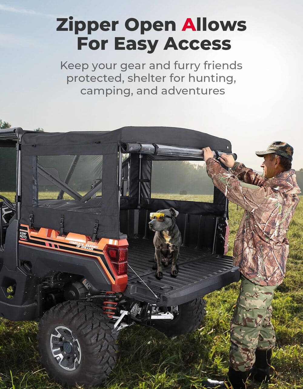 Kemimoto Polaris Ranger XP 1000 UTV Soft Cargo Camper Bed Cover Rack