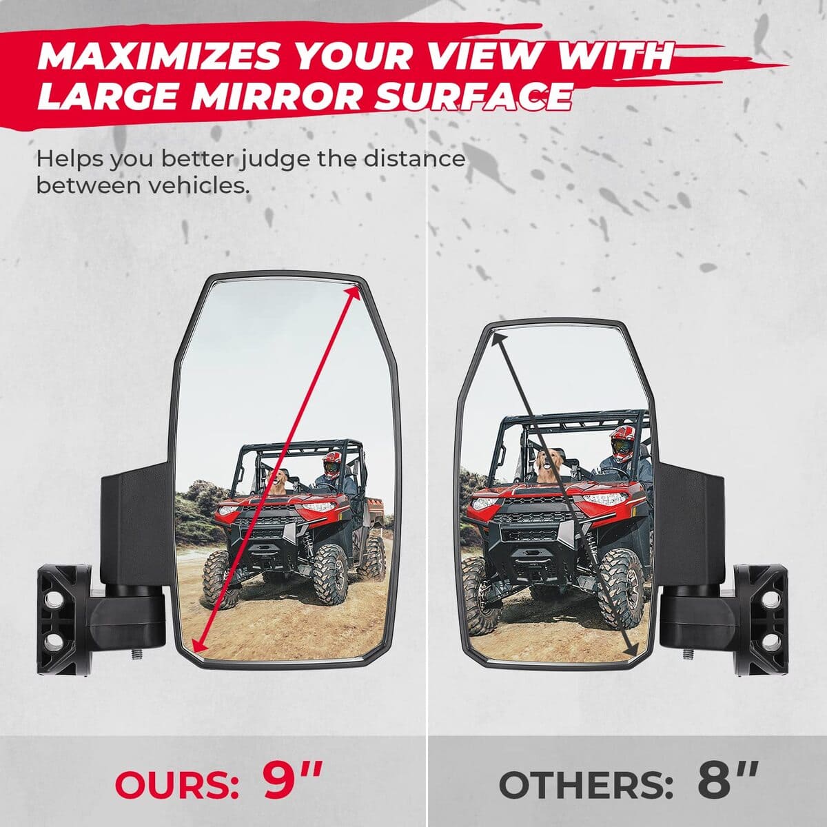 Kemimoto Polaris Ranger XP 1000 UTV Wider Pro Side Mirrors - Upgraded