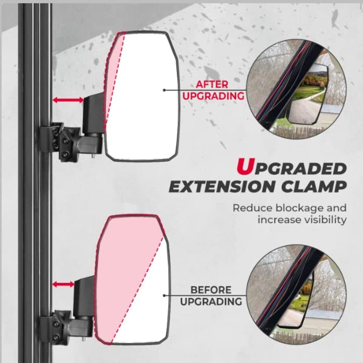Kemimoto Polaris Ranger XP 1000 UTV Wider Pro Side Mirrors - Upgraded