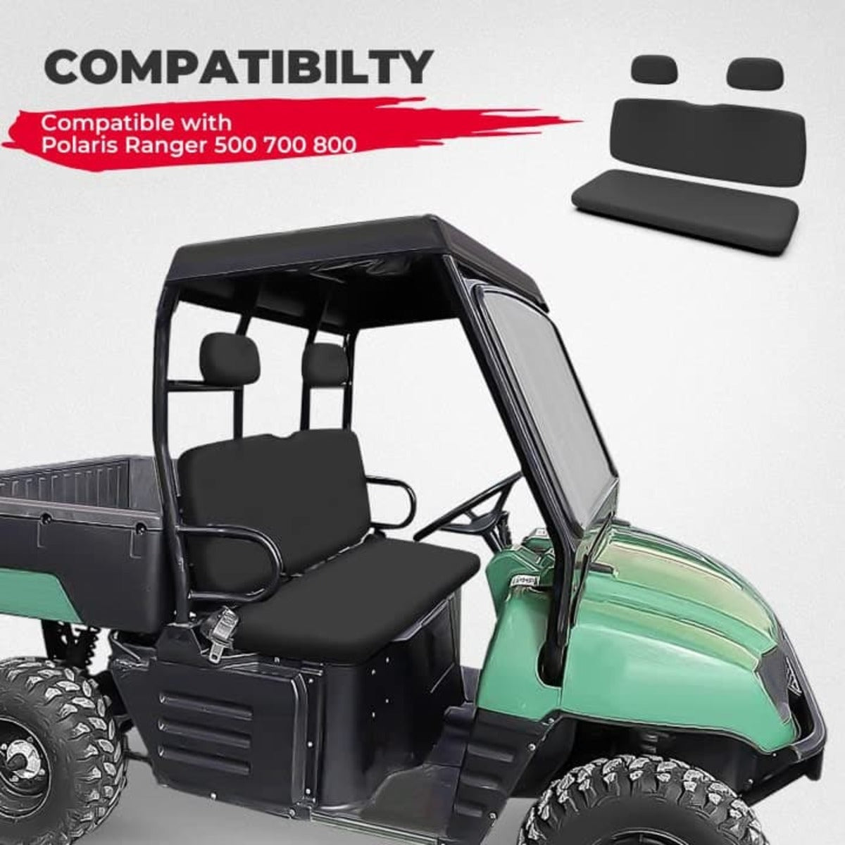 Kemimoto Polaris Ranger XP 800 Bench Seat Covers w/ Back Seat Cover