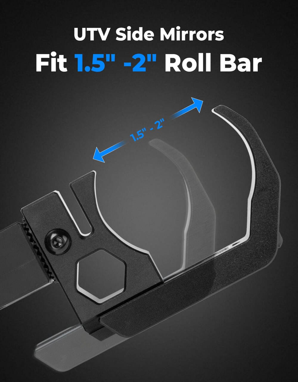 Kemimoto Polaris RZR 1.5"-2" UTV Roll Cage Side View Mirrors
