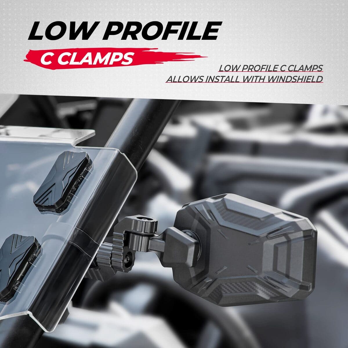 Kemimoto Polaris RZR 1.65"-2" Roll Bar UTV Side Mirrors - 1 Pair