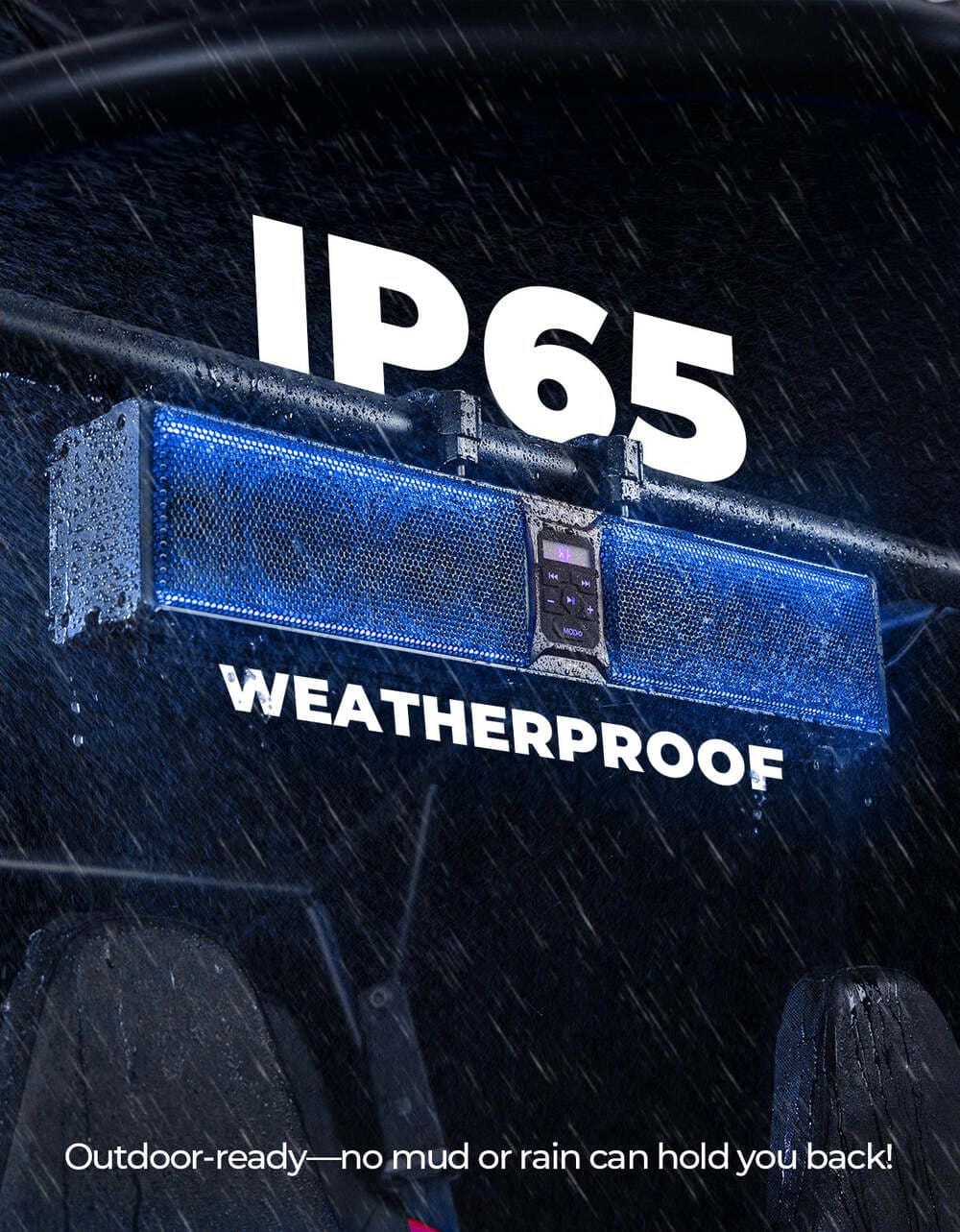 Kemimoto Polaris RZR 1.75''-2.25'' Roll Bar 26'' 6 Speaker RGB Universal Sound Bar