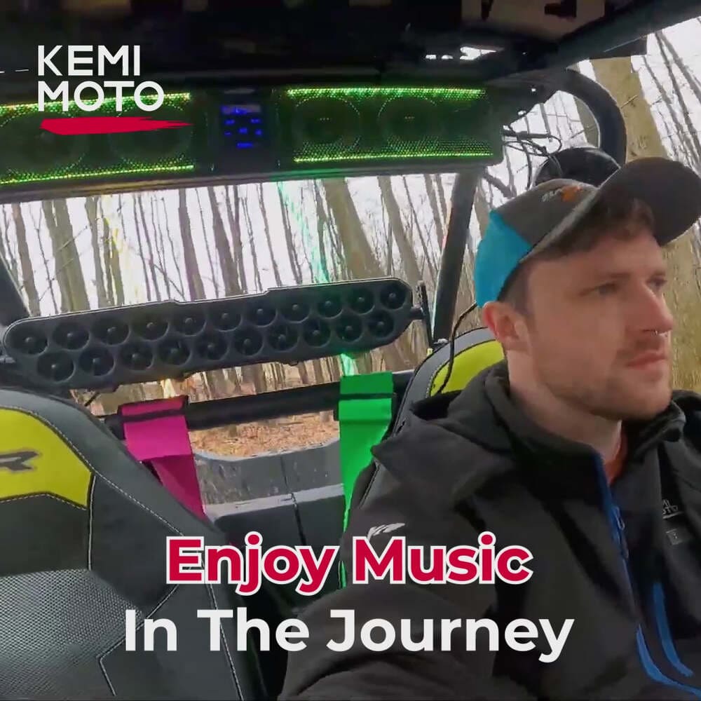 Kemimoto Polaris RZR 1.75''-2.25'' Roll Bar 26'' 6 Speaker RGB Universal Sound Bar