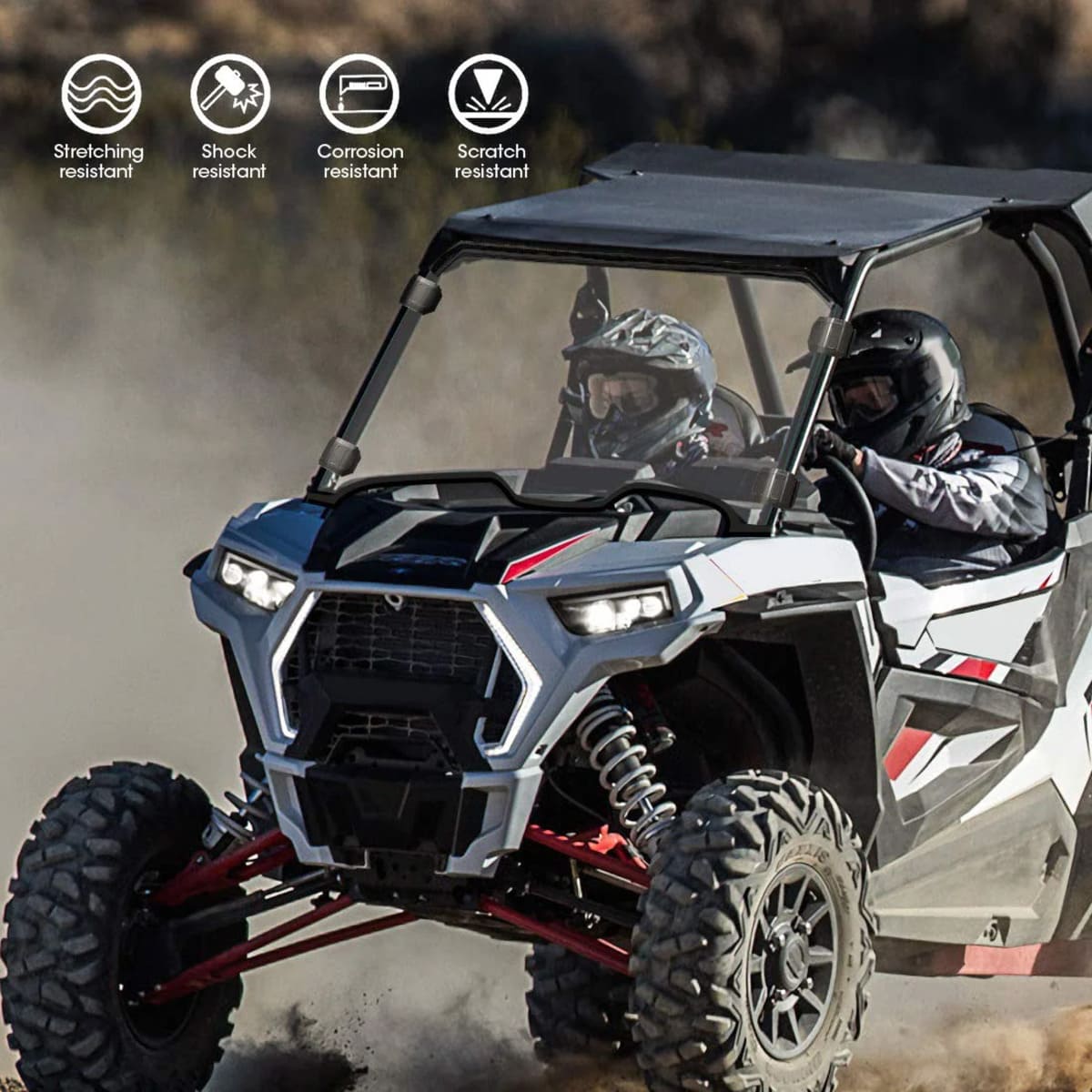 Kemimoto Polaris RZR 570 Front Full Windshield w/ 4 Black Clamps