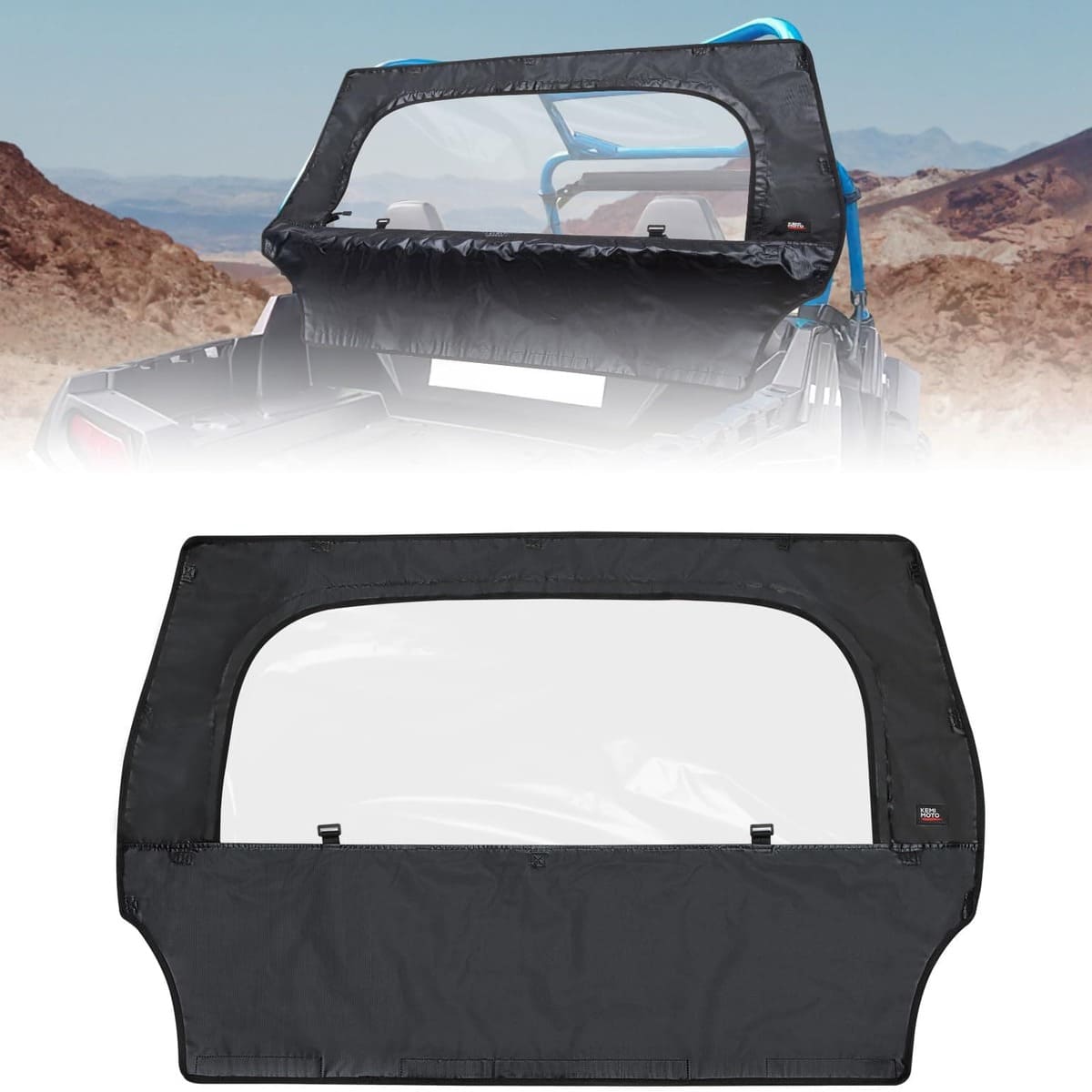 Kemimoto Polaris RZR 570 UTV Rear Windshield w/ Zipper