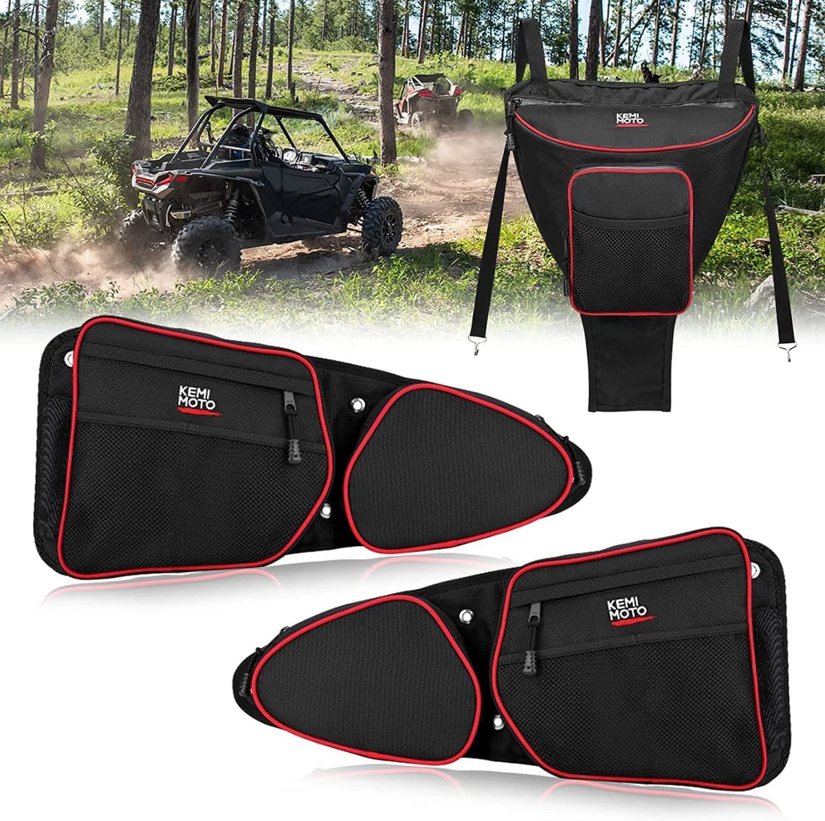 Kemimoto Polaris RZR Door Bags & Center Storage Bag