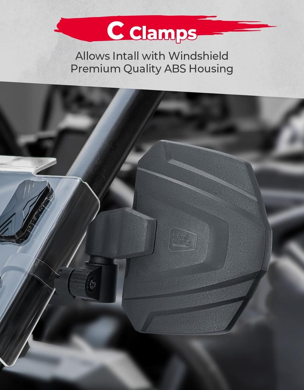 Kemimoto Polaris RZR Pro R 1.65"-2" UTV Universal Large Side View Mirrors Roll Bar